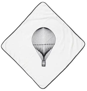 Billede af Badeslag - Hvidt med motiv af luftballon - 70x70 cm - 100% Økologisk bomuld hos Shopdyner.dk